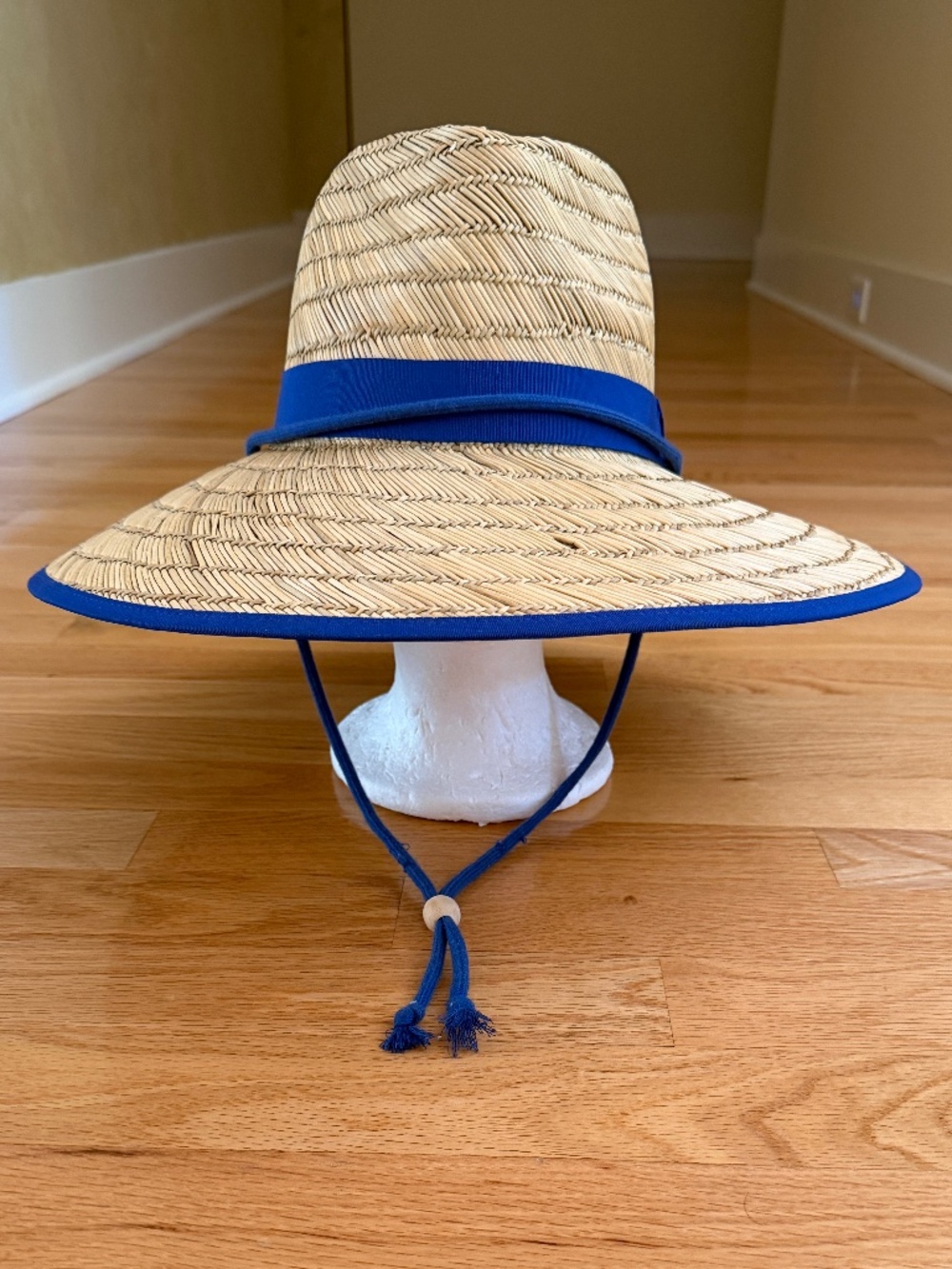 San Diego Hat Company Straw Lifeguard Hat with Fabric Band and Chin Cord